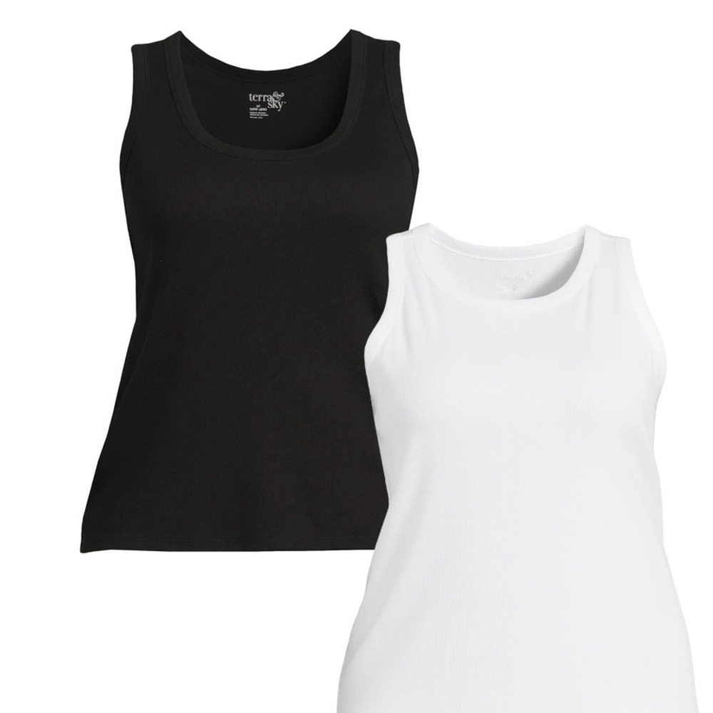 Terra & Sky Ribbed Tank Top 2 Pack Various Sizes
